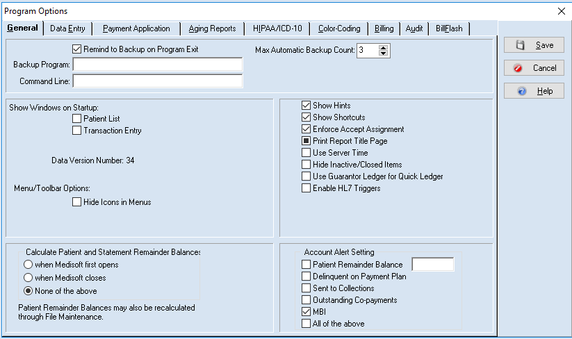 How to setup Program Options in Medisoft