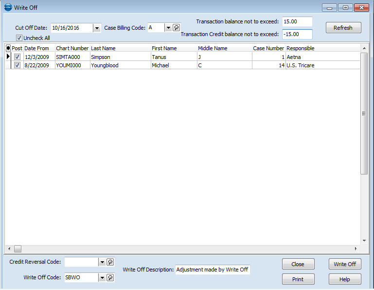 Write Off Utility
